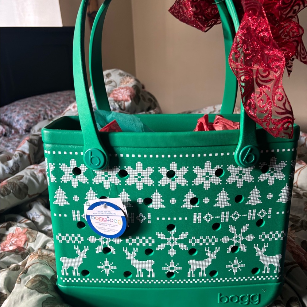 Original Brand New Bogg Green Festive Tote Bag